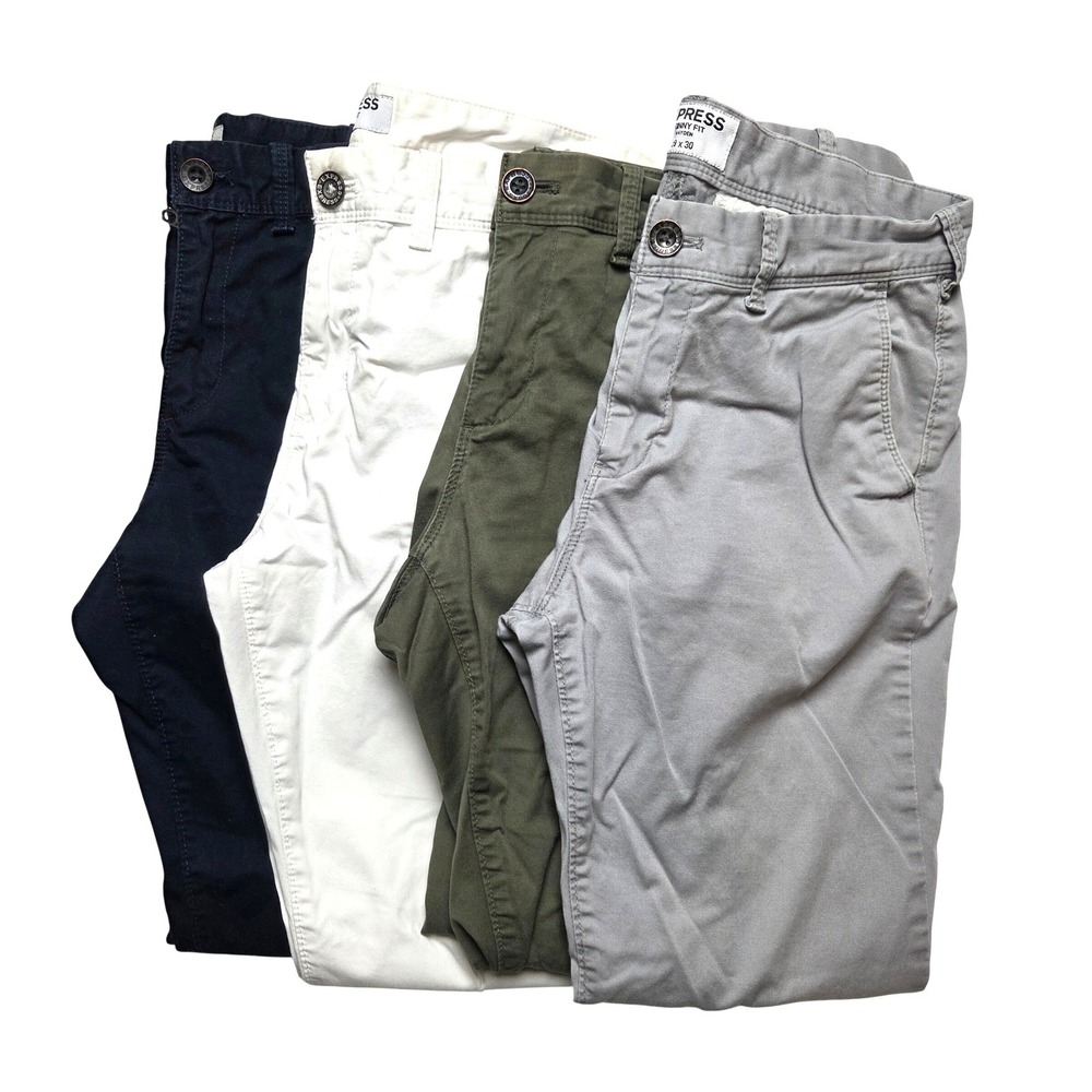 LOT of 4 Express Chinos Pants Blue White Green Gray Size 29x30